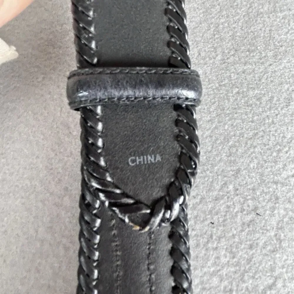 Vintage Men’s Belt Western Style Genuine Leather Black Size 49/100 7096-001